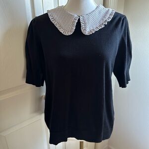 Cece Peter Pan collar short sleeve lightweight sweater​